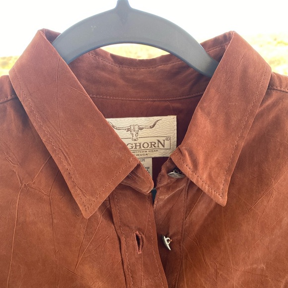 Longhorn men’s size medium rust red dress shirt - Picture 3 of 4